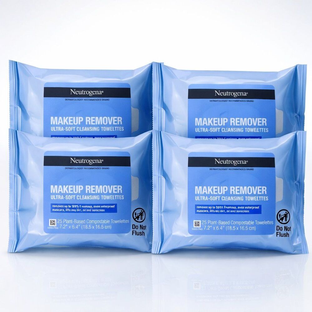 Brand New 4 Packs of Neutrogena Ultra-Soft Makeup Remover Cleansing Towelettes
